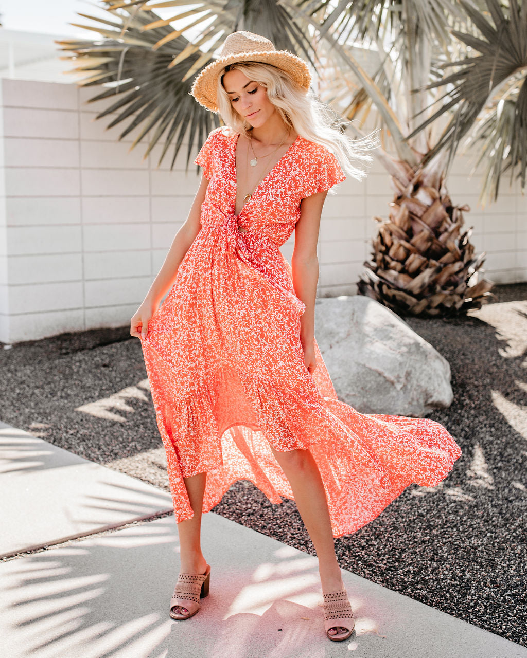 Kissed By The Sun High Low Pocketed Tie Maxi Dress - FINAL SALE