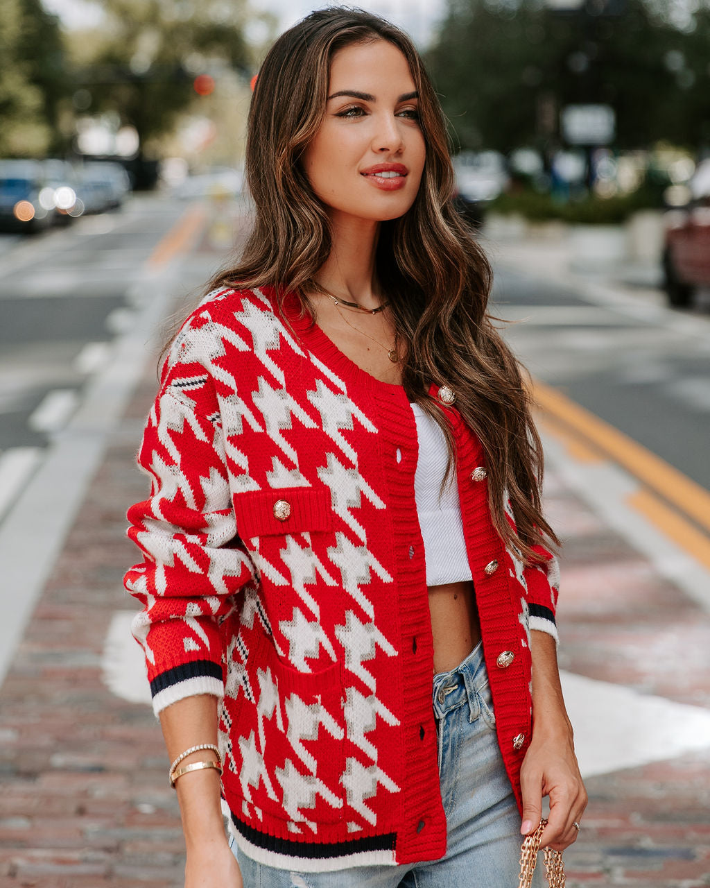 Classy And Fab Houndstooth Cardigan
