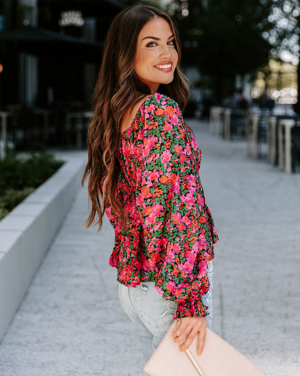 Uncertain Love Floral Front Tie Top - Magenta