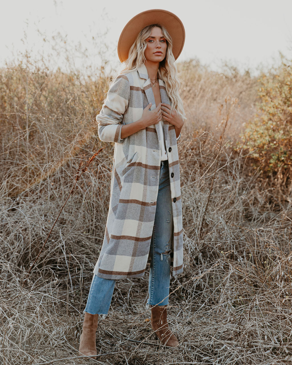 Alanis Pocketed Plaid Coat