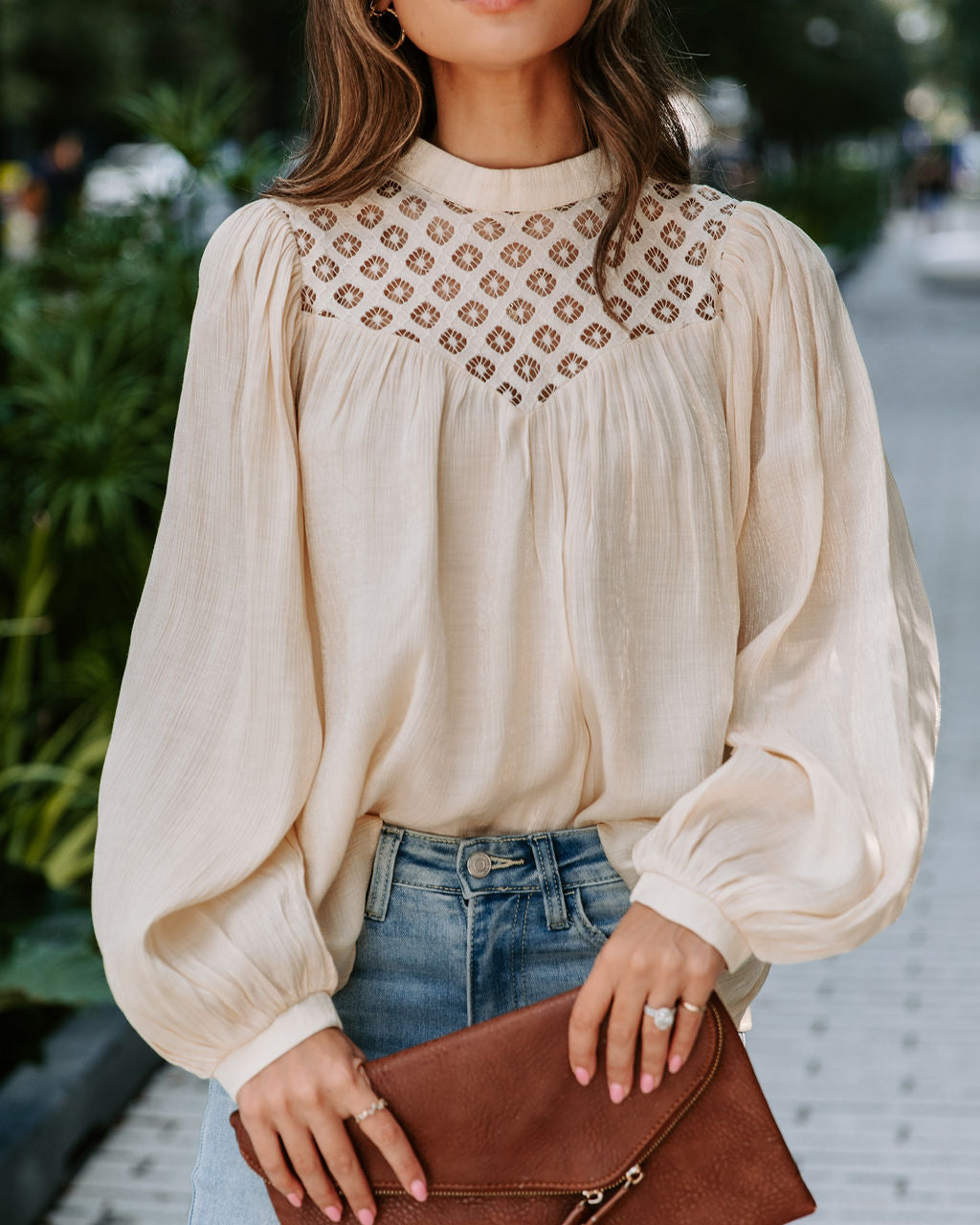 Aria Crochet Lace Top - Cream