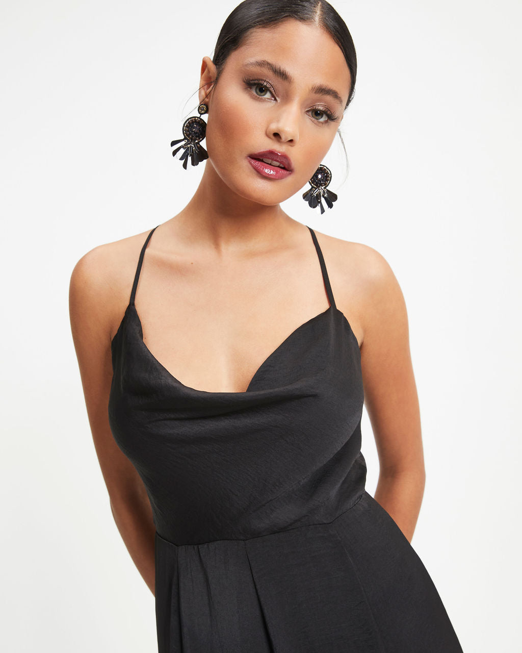 Hey Bella Satin Cowl Neck Maxi Dress - Black - FINAL SALE