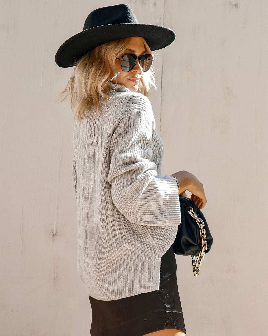 Sydney Cotton Knit Half Zip Pullover Sweater - Grey