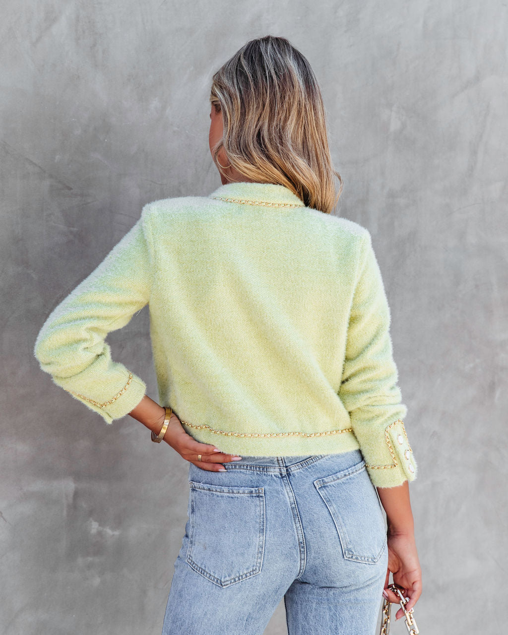 Mademoiselle Chain Link Trim Jacket - Pistachio - FINAL SALE