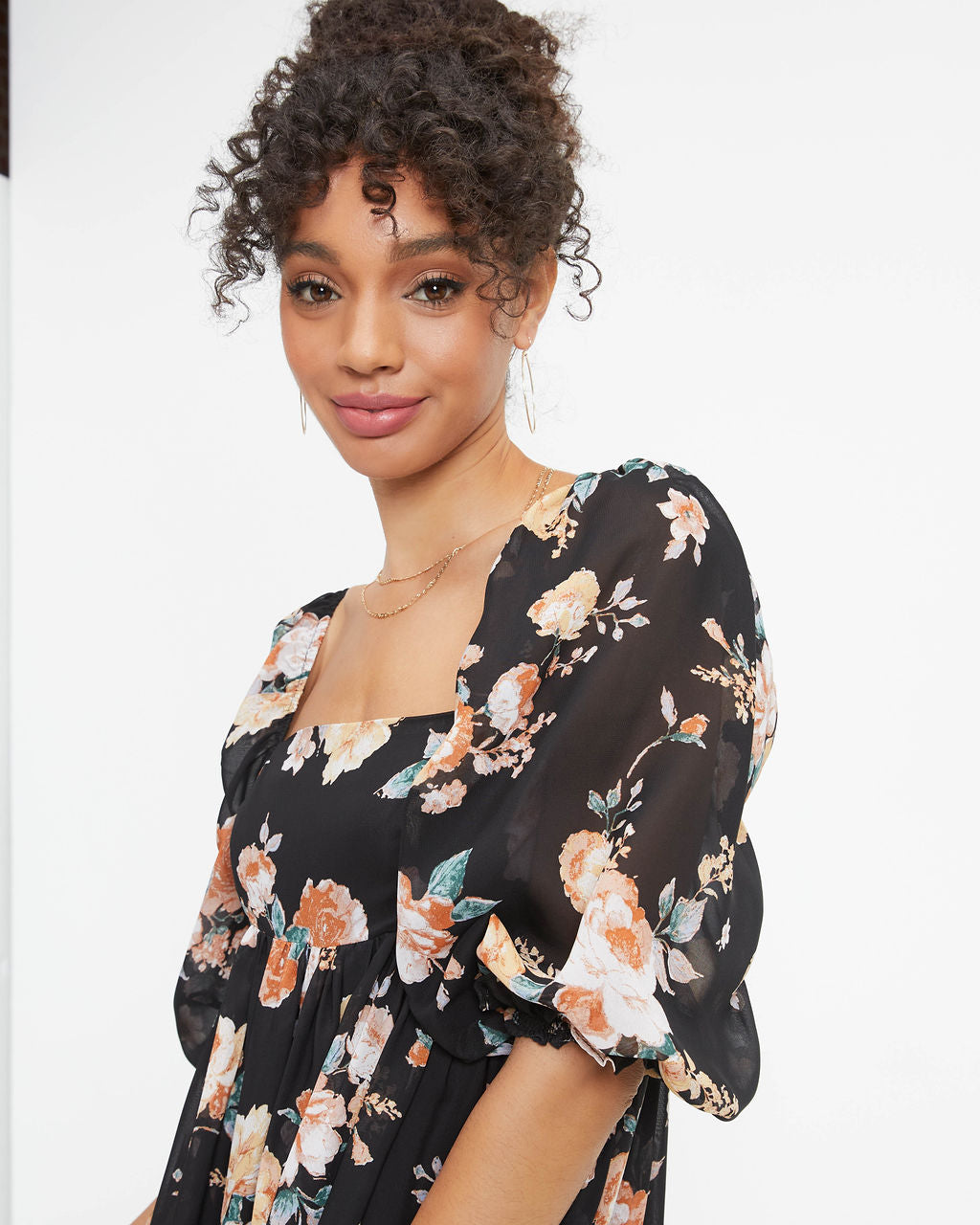 Miller Floral Chiffon Maxi Dress - Black - FINAL SALE