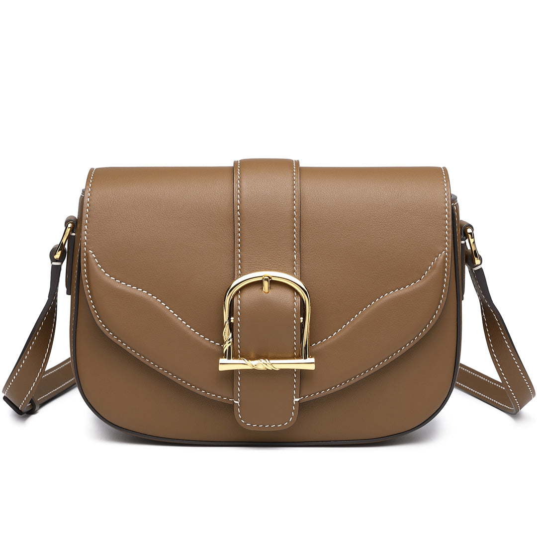 Handmade Brown SWIFT Leather Crossbody Flap Saddle Bags