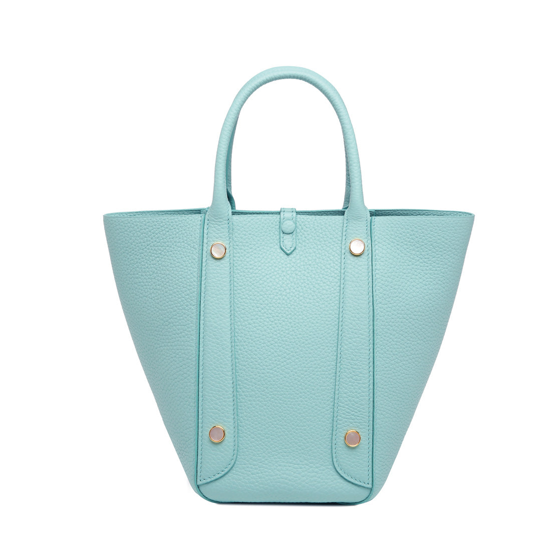 Handmade Macaron Blue TOGO Leather Picotin Tote Bag - Small