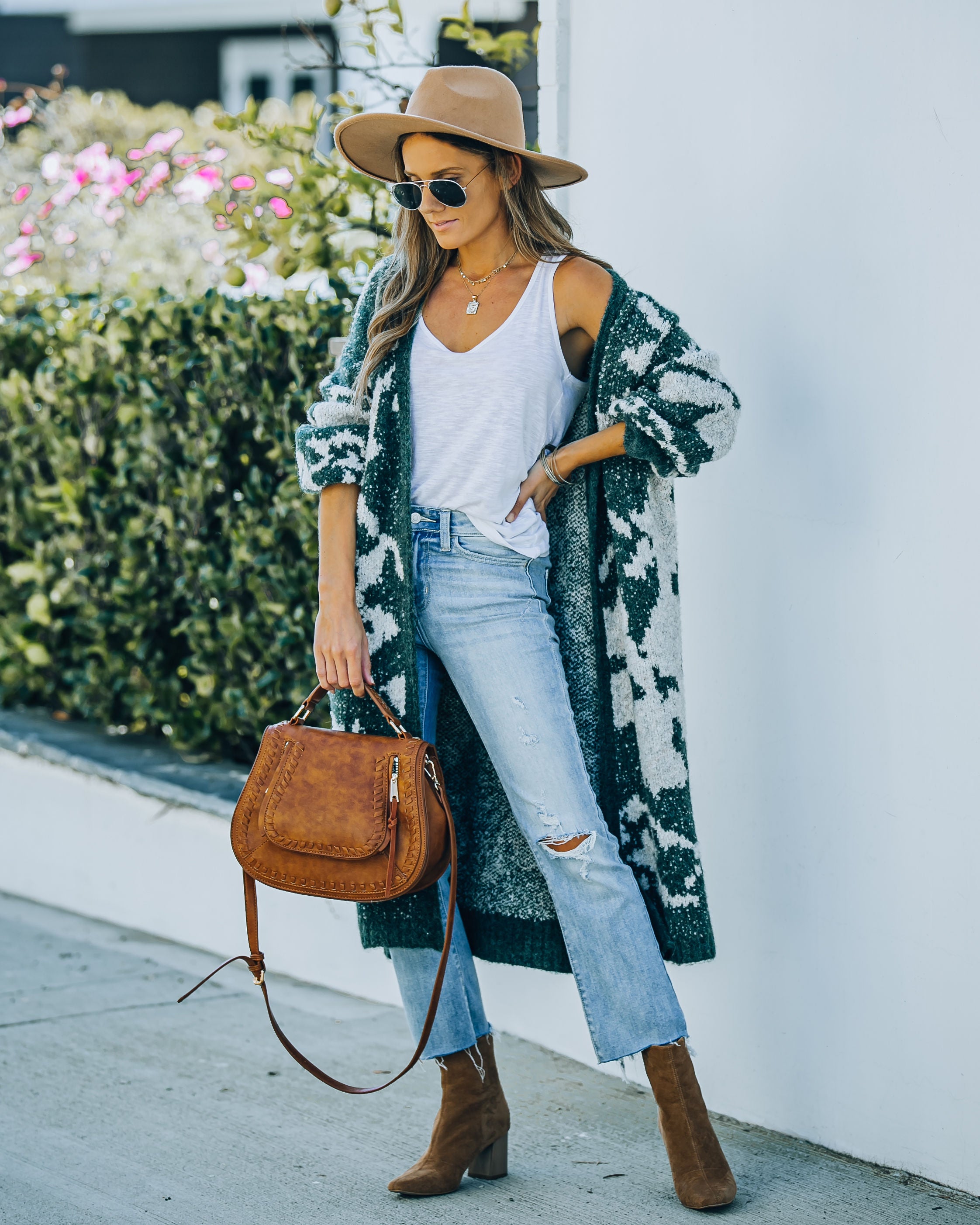 Merced Knit Duster Cardigan - Forest Green - SALE