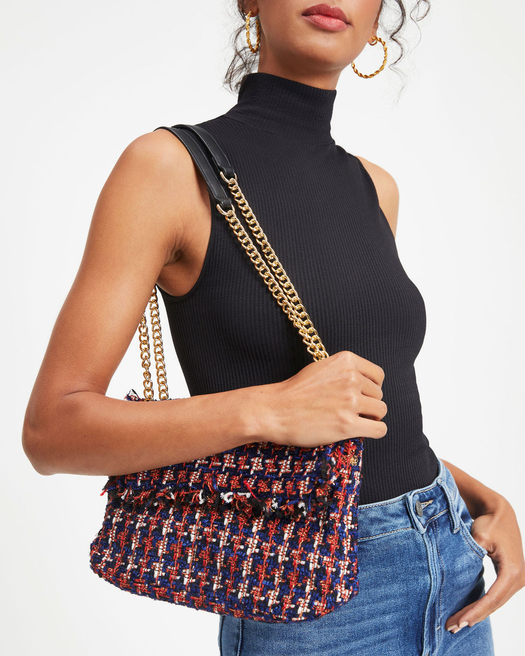 Margery Tweed Crossbody Bag - Red