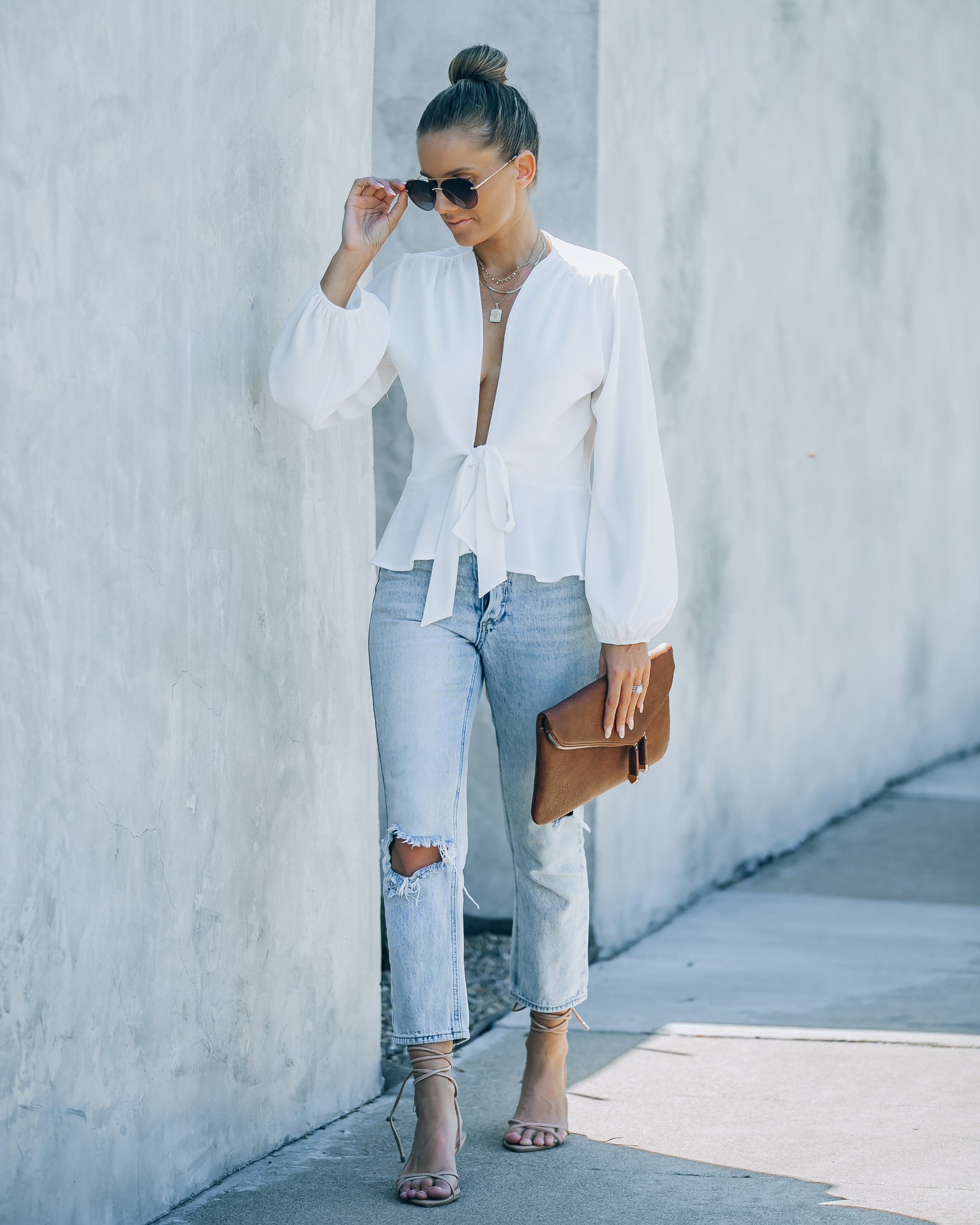 Erica Front Tie Top - White - SALE