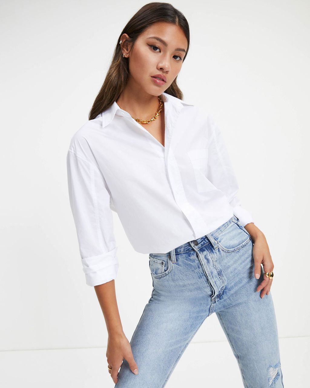 Keep It Moving Button Down Top - White