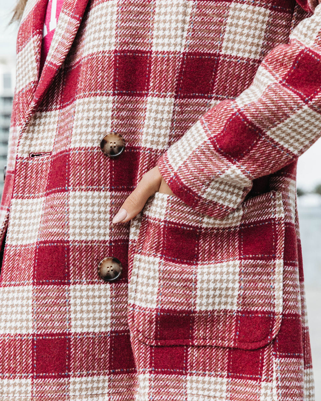 Peppermint Dreams Plaid Blazer - Burgundy