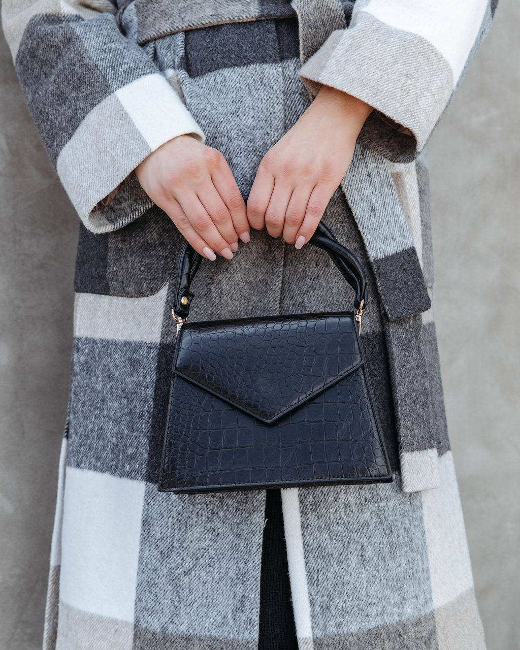 Mindy Faux Leather Crossbody Bag - Black