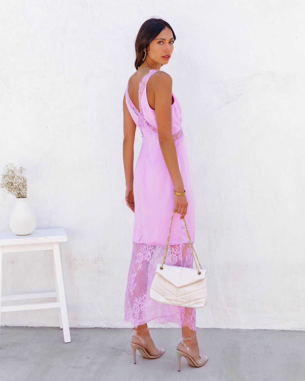 Be The One Satin Lace Midi Dress - Lilac - FINAL SALE