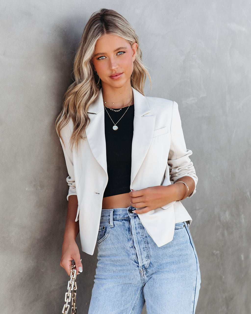 From Night To Day Pocketed Blazer - Ecru