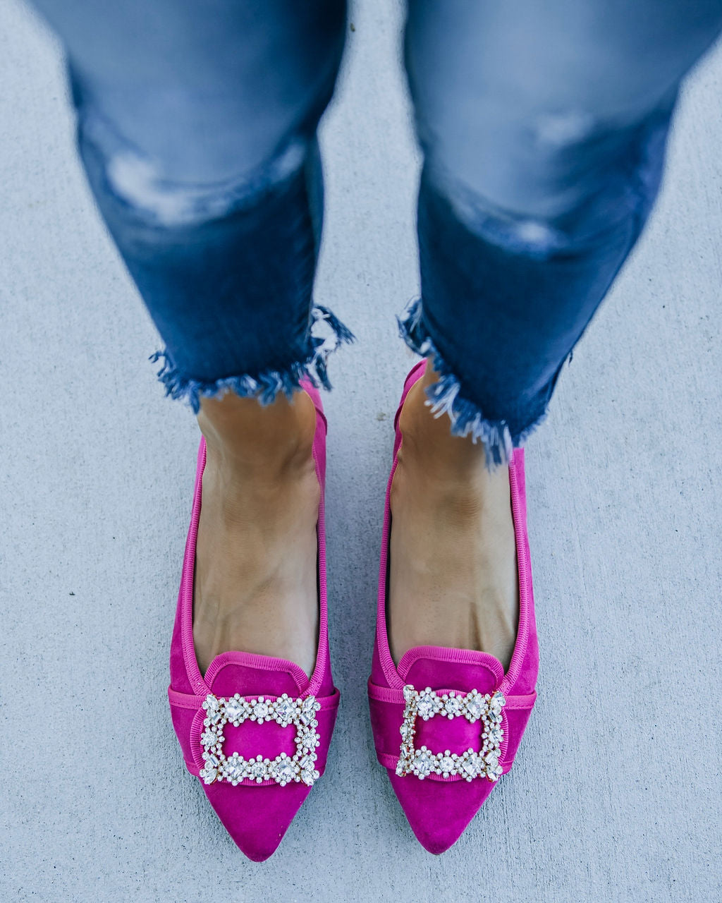 Vanderpump Embellished Faux Suede Flats - Pink