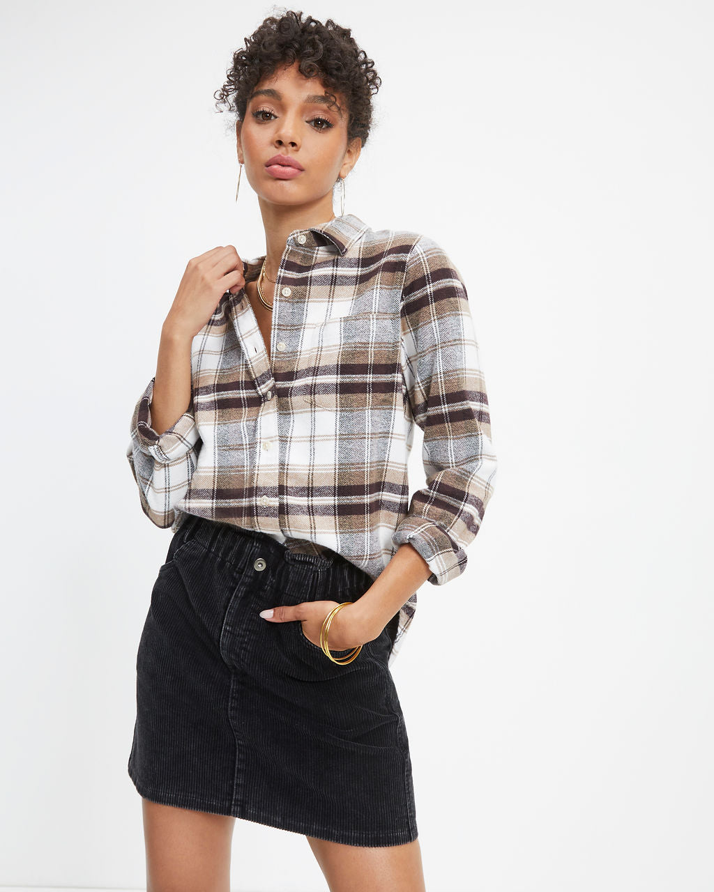 Chad Plaid Button Down Top