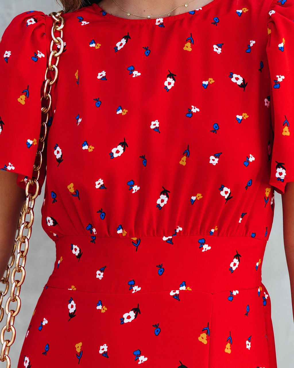 Flower Field Dates Slit Midi Dress