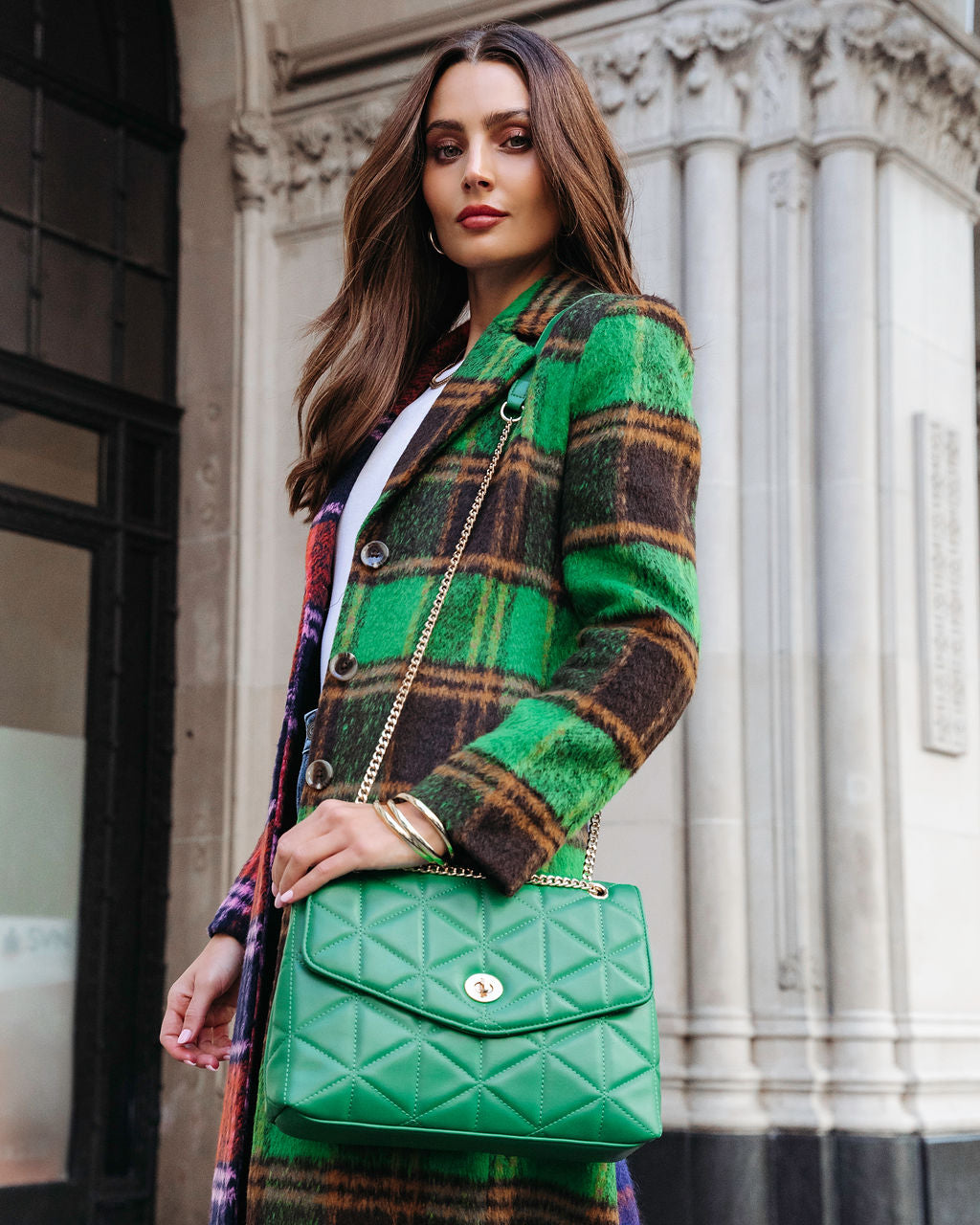 Gabriela Quilted Crossbody Bag - Green