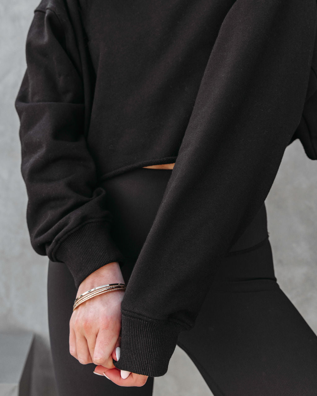 Janice Cotton Long Sleeve Top - Black