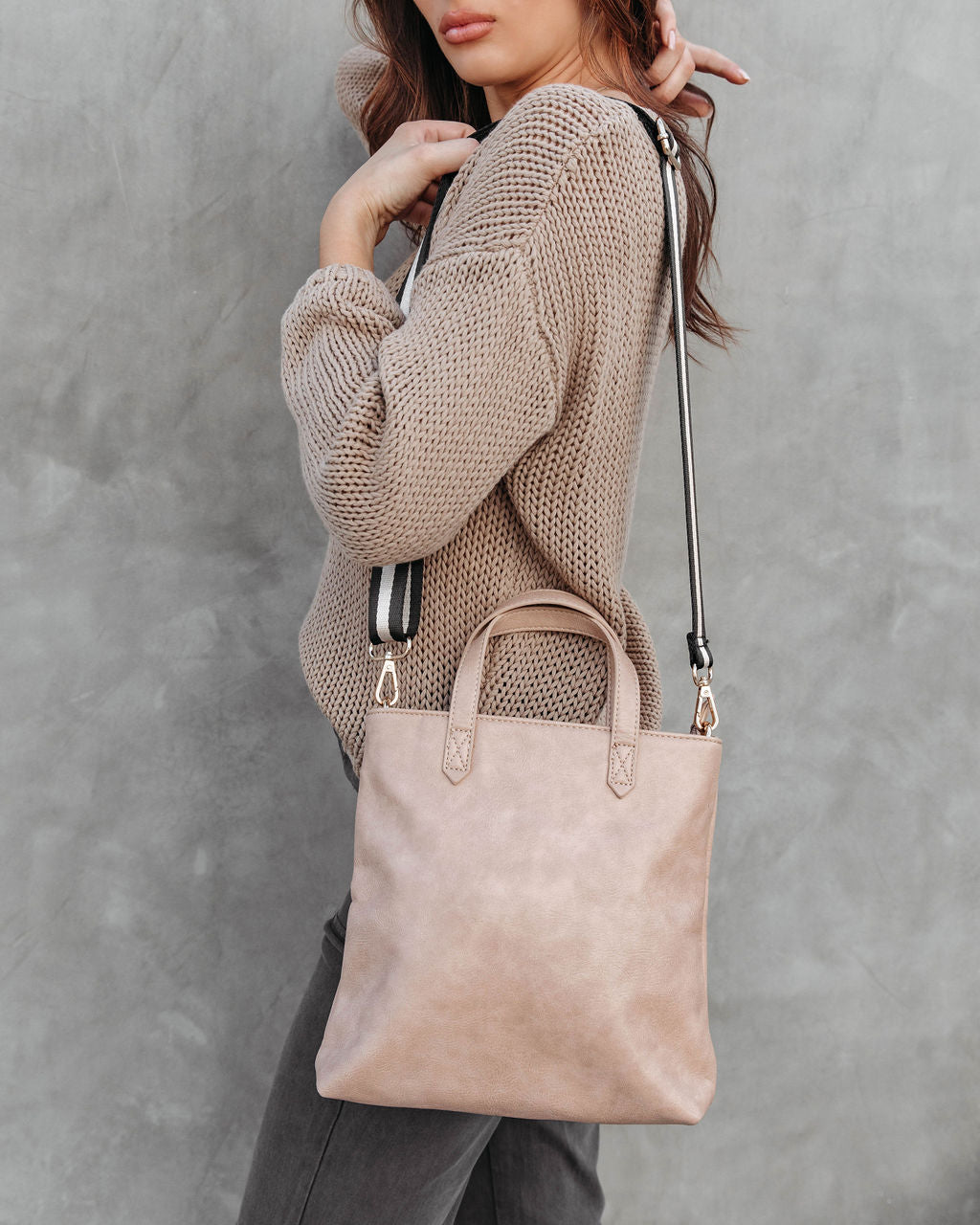 Trina Faux Leather Crossbody Bag - Natural