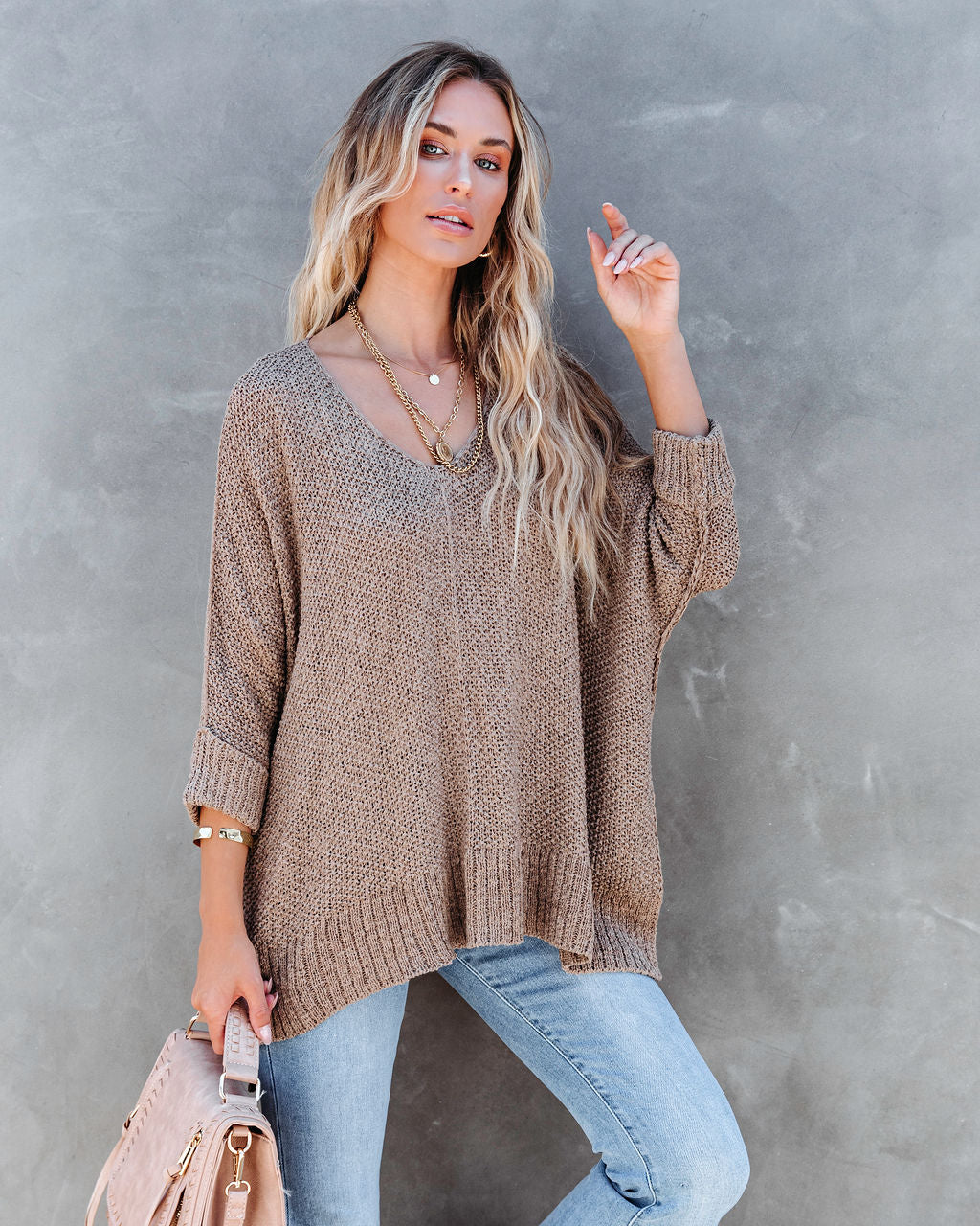 Sienna Oversized Knit Sweater - Taupe - SALE