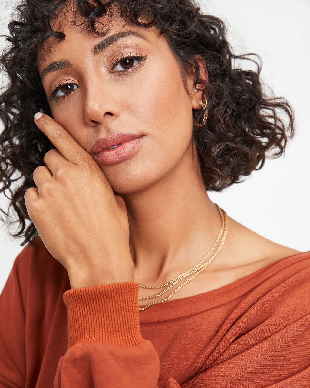 Jerome Knit Dolman Long Sleeve Top - Rust