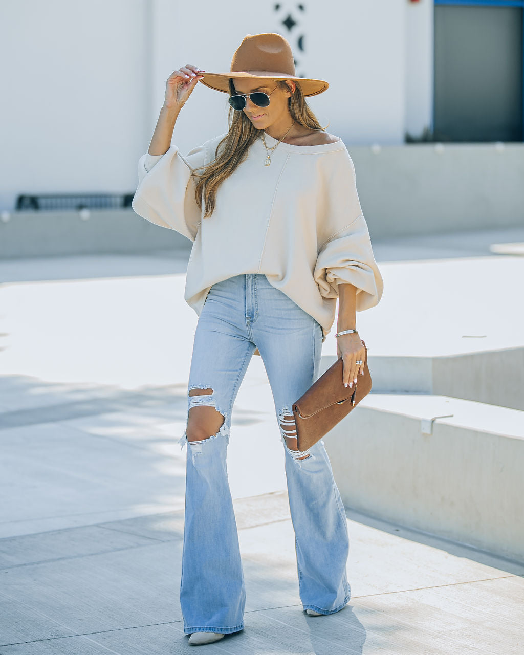 Running Errands Knit Oversized Pullover Sweater - Cream