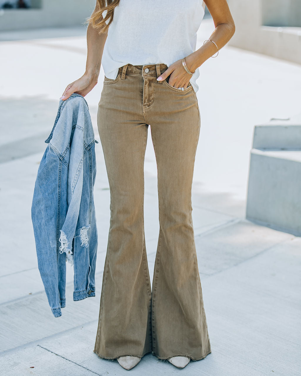 Autumn High Rise Bell Bottom Denim - Mocha