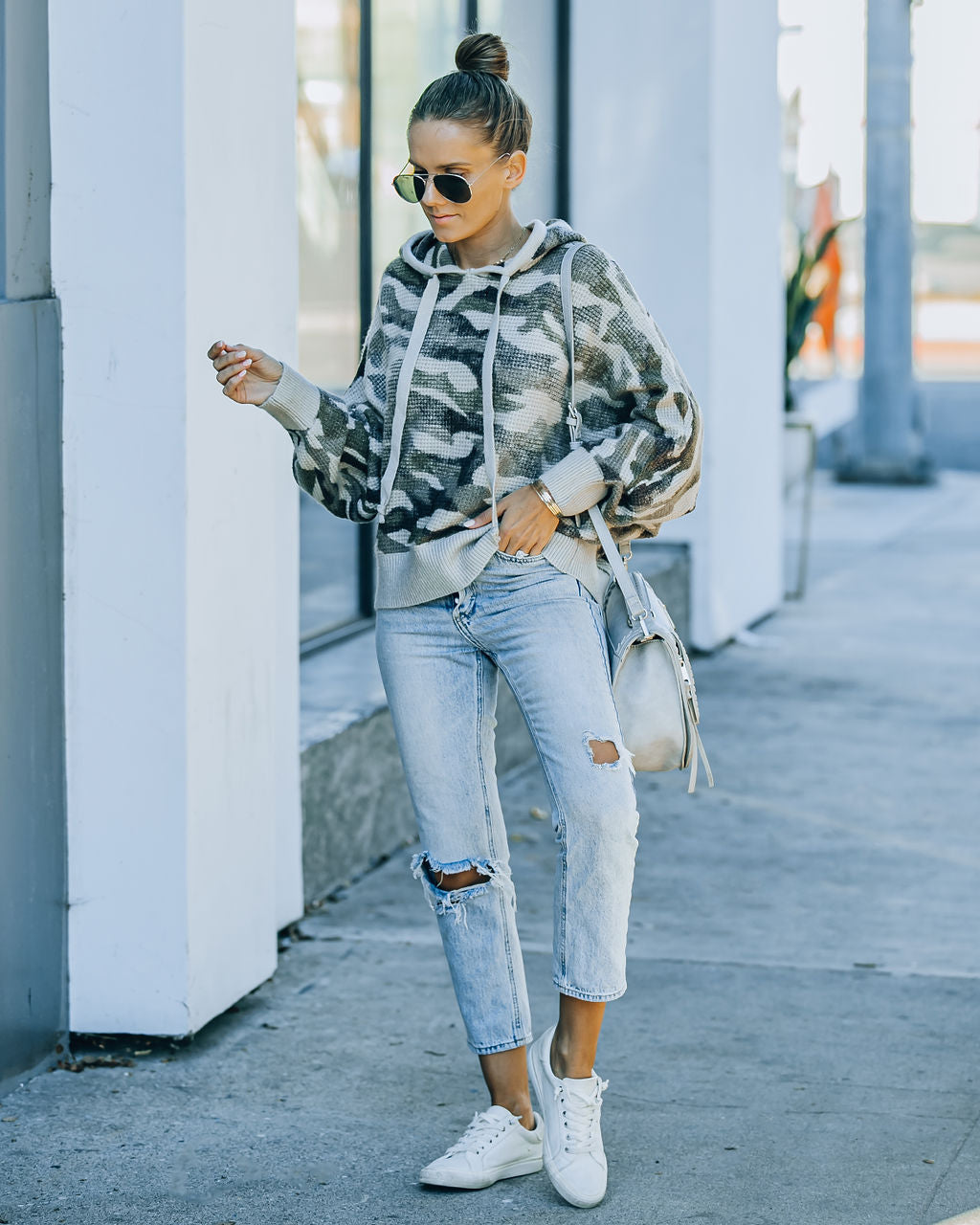 Brent Hooded Thermal Camo Sweater - SALE