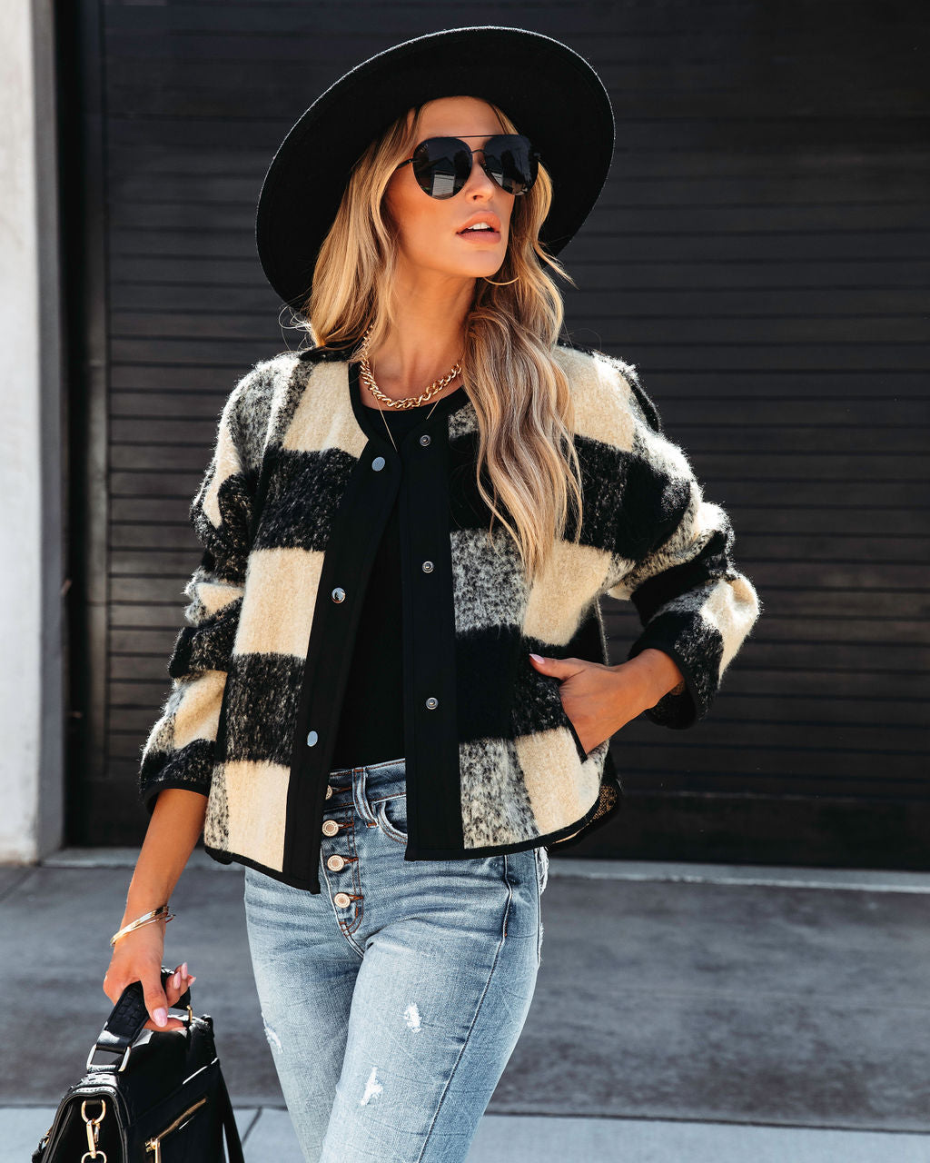 Classic Cozy Plaid Pocketed Jacket - SALE