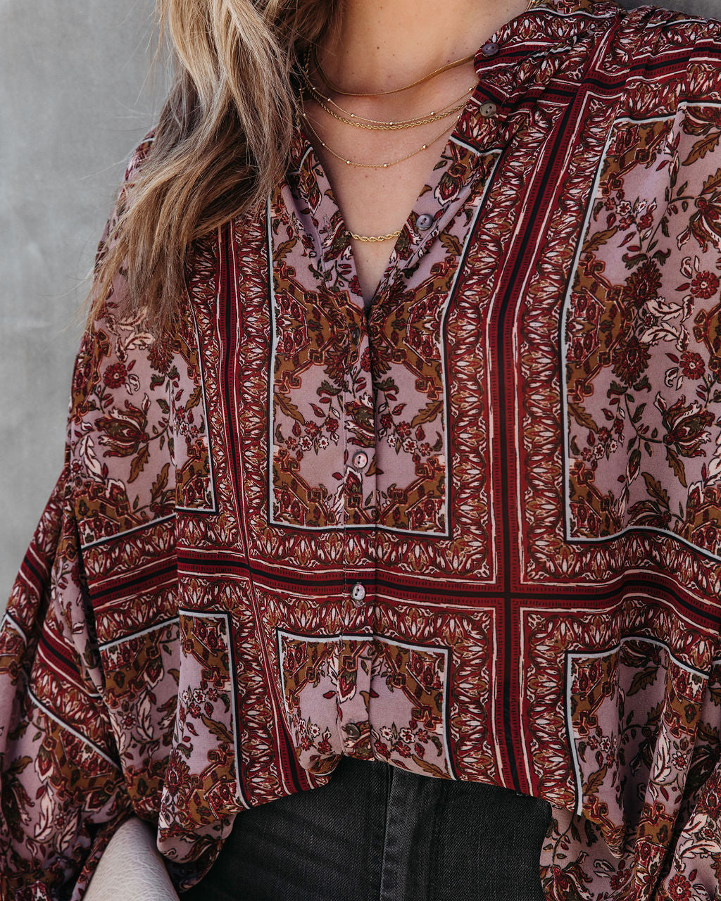 Ever As Before Printed Dolman Sleeve Top