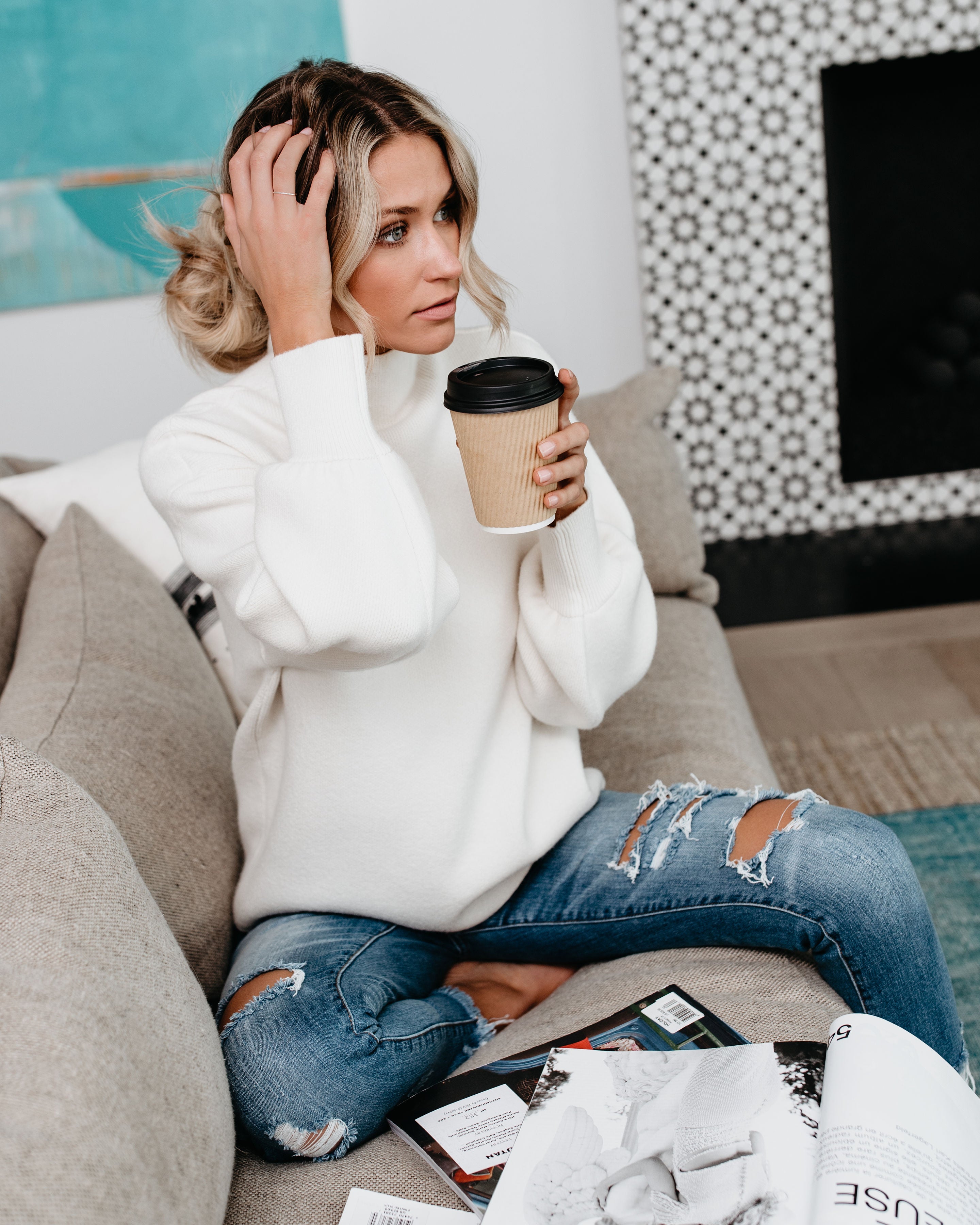 PREORDER - Amsterdam Mock Neck Sweater - Cream