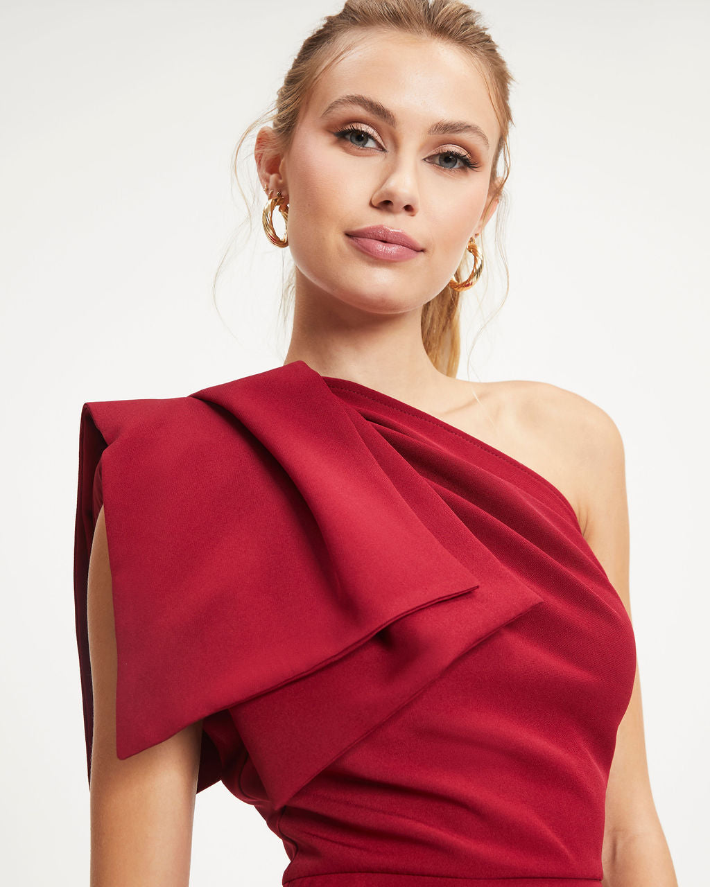 Always Wanted One Shoulder Drape Mini Dress - Wine