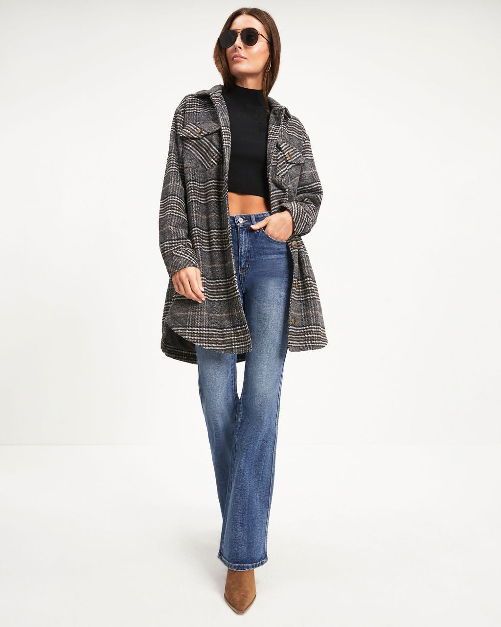 Kassey Plaid Pocketed Coat