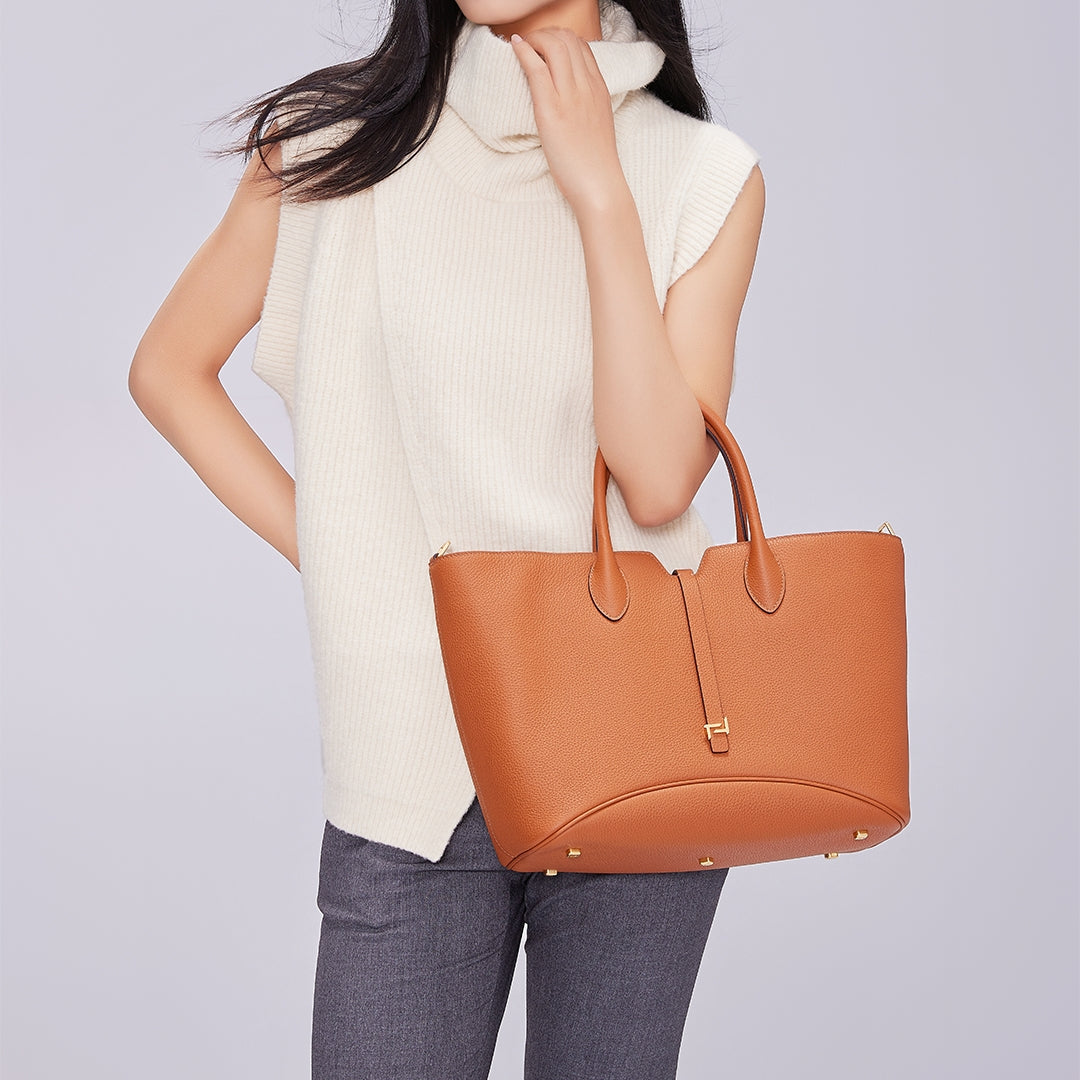 Handmade Gold Brown TOGO Leather Tote Bag