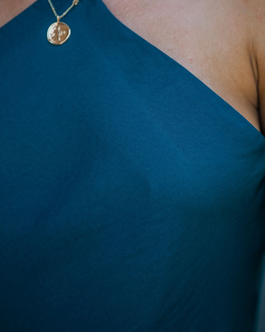 Luisa Satin Halter Midi Dress - Teal - FINAL SALE