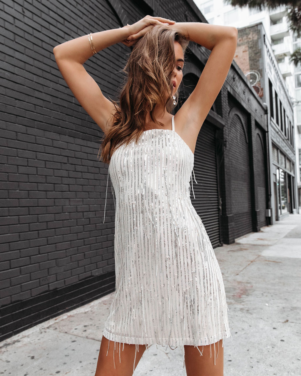 Gatsby Affairs Sequin Fringe Mini Dress - Silver