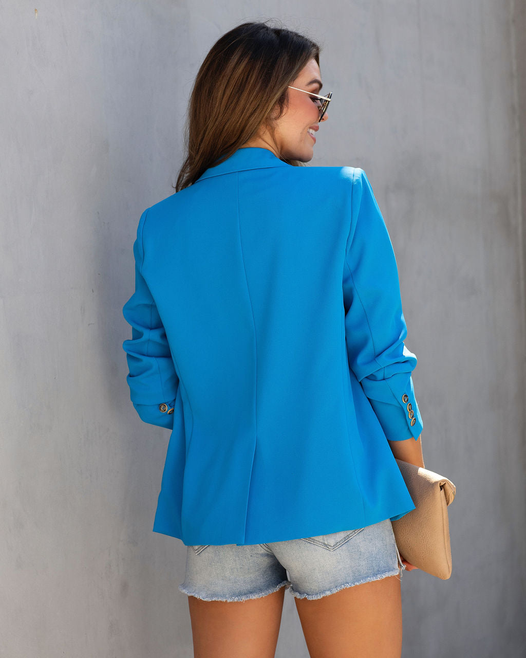 Long Shot Pocketed Blazer - Aqua Blue