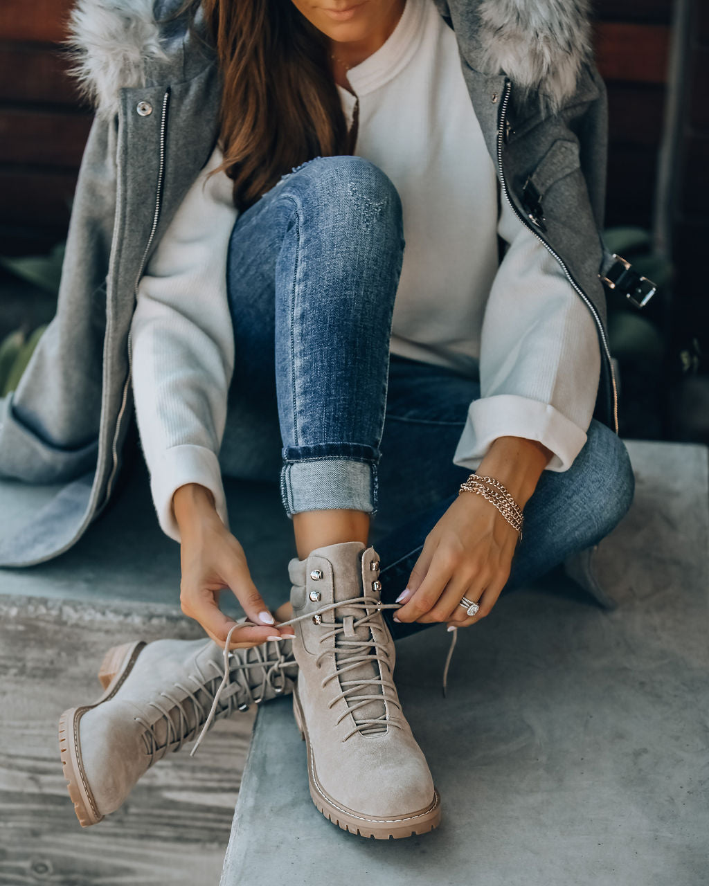 Giselle Faux Suede Lace Up Boot