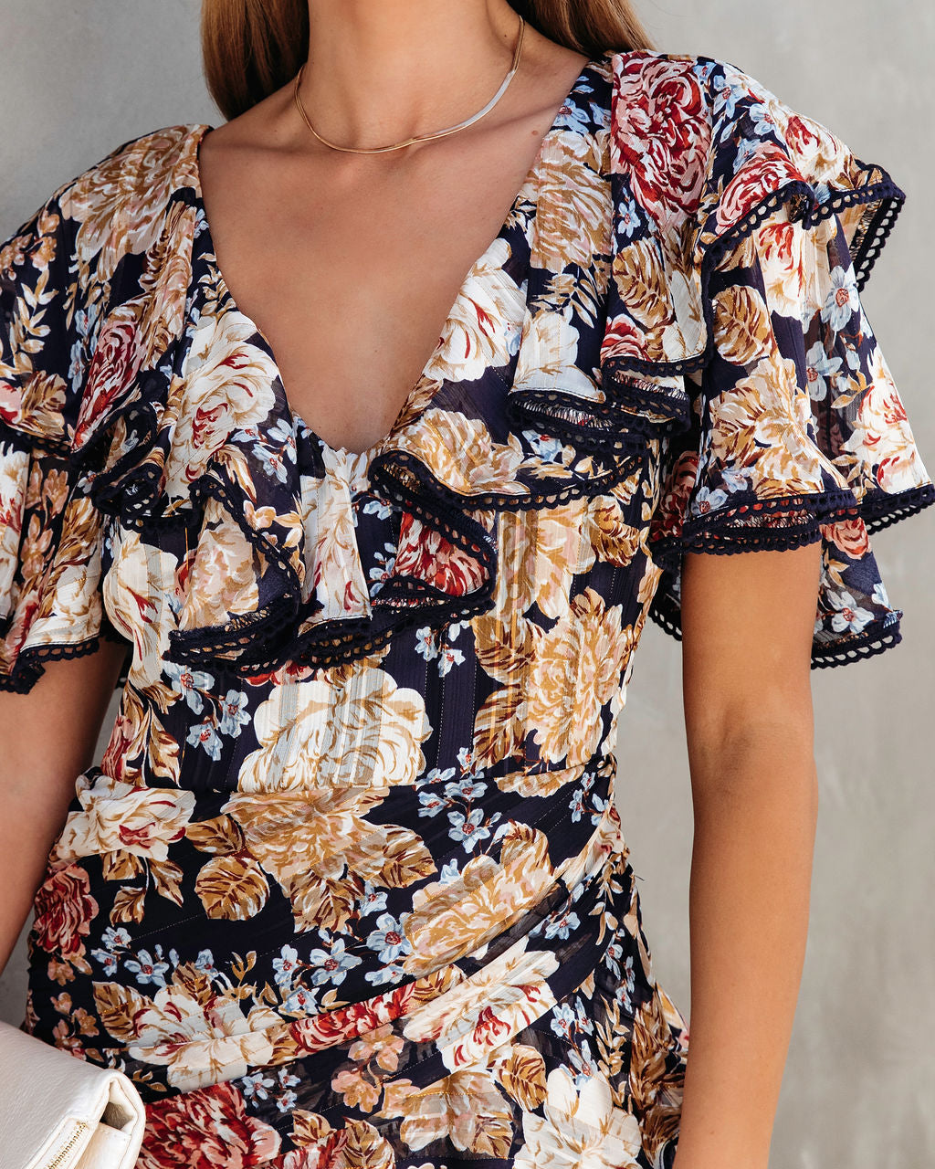 She Deserves A Crown Floral Ruffle Maxi Dress