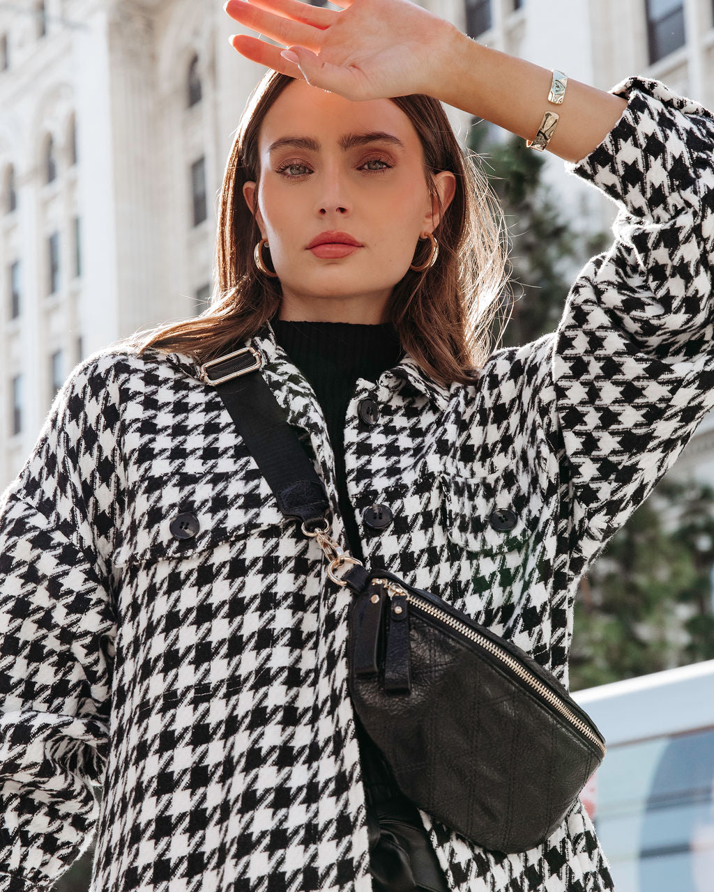 Call Me Pocketed Houndstooth Coat