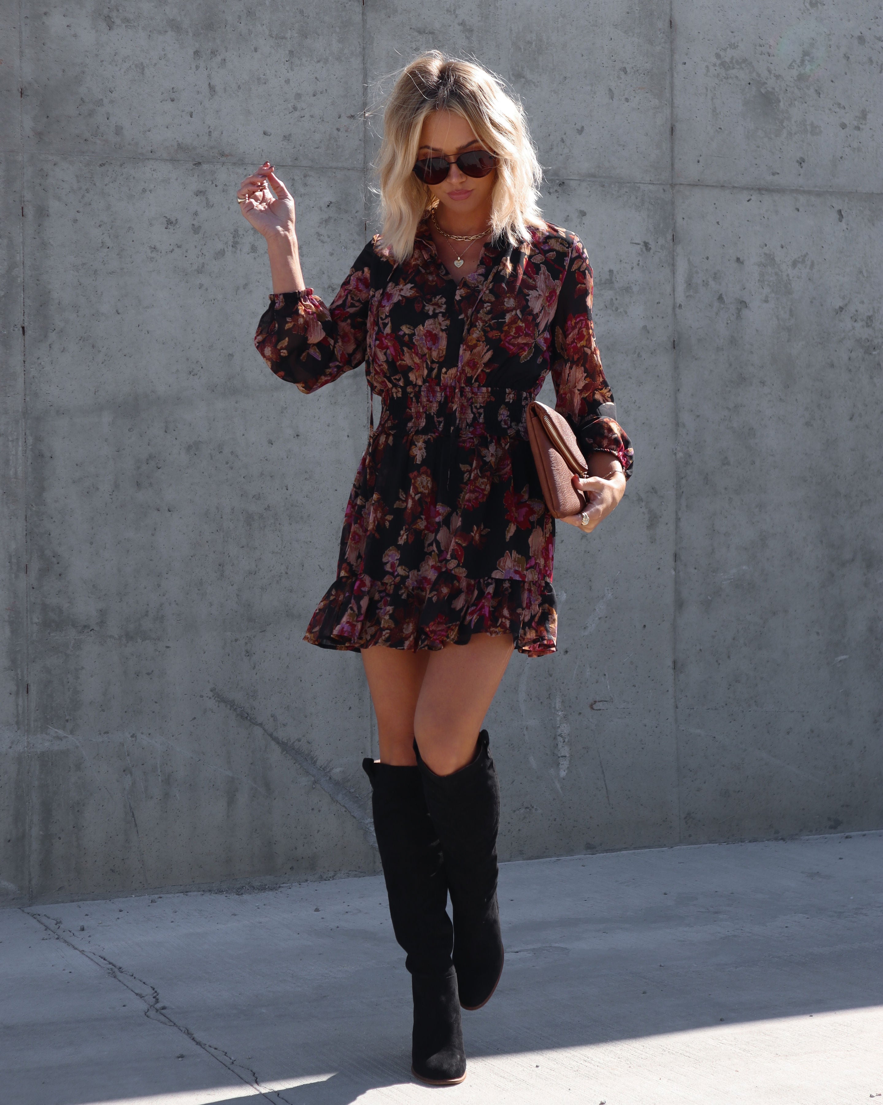 Forbidden One Floral Smocked Mini Dress