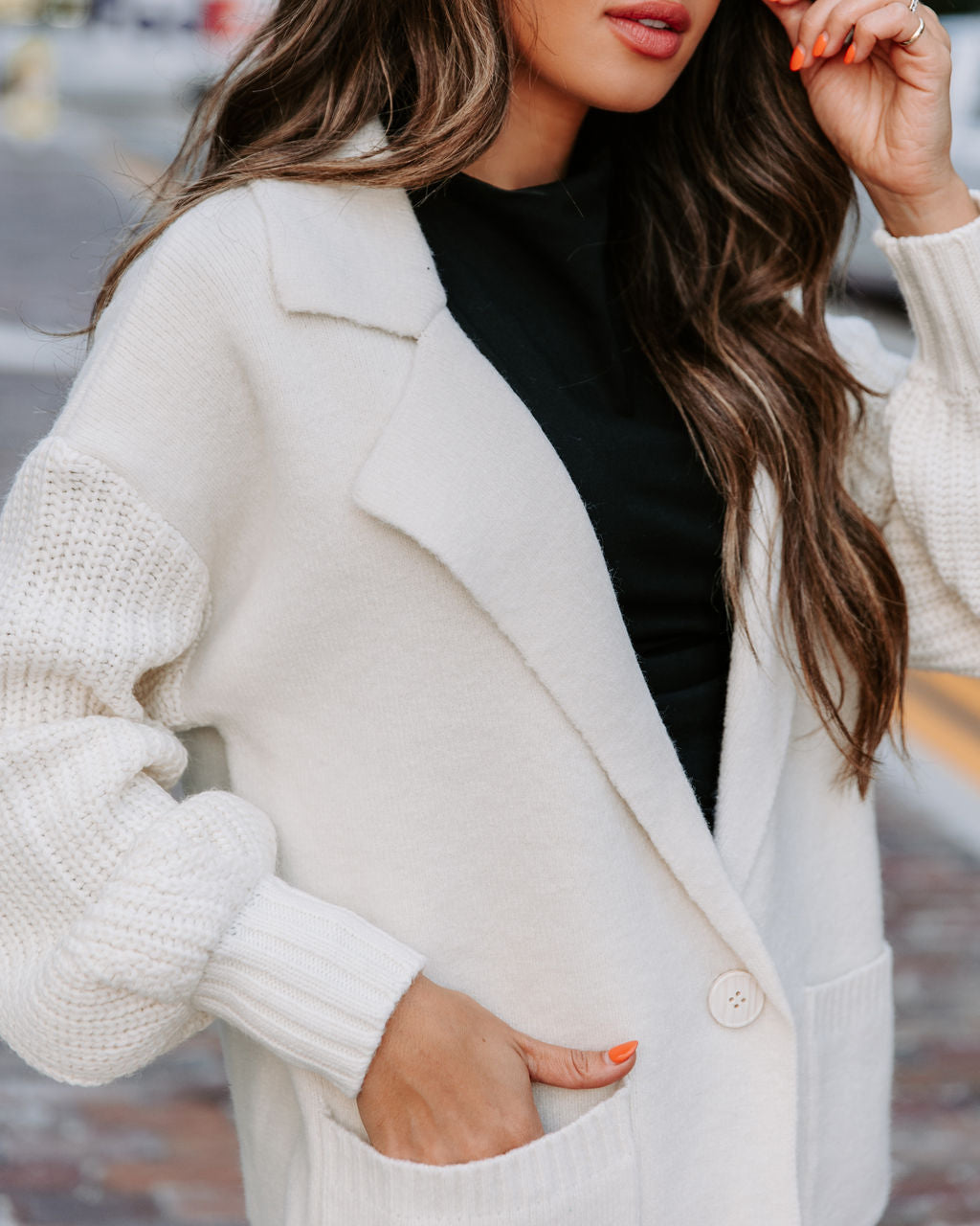Birch Pocketed Collared Cardigan - Ivory