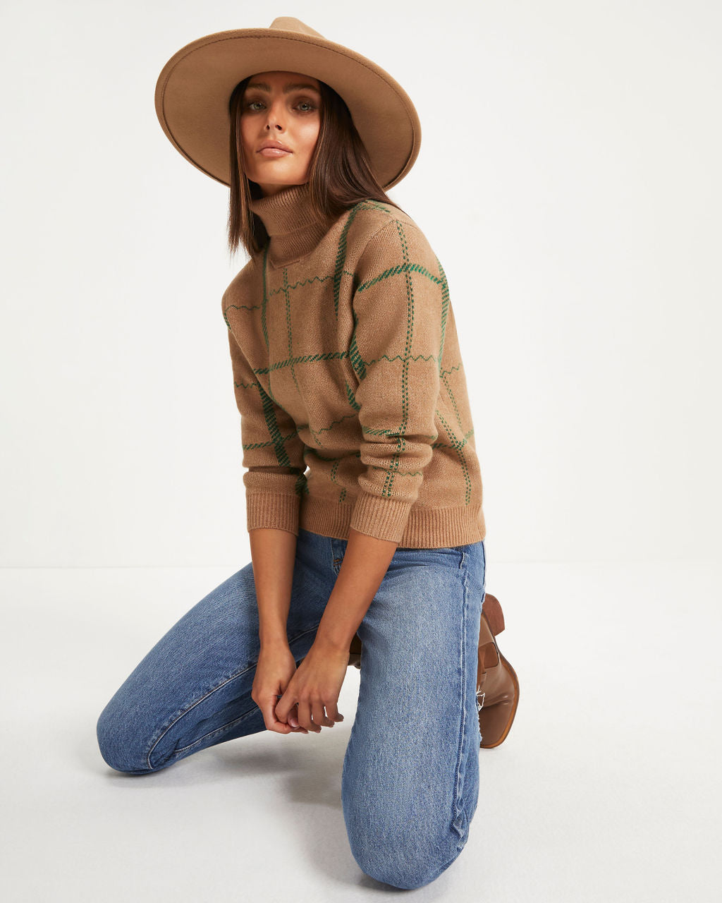 Hot Cocoa Dates Knit Turtleneck Pullover Sweater- Latte