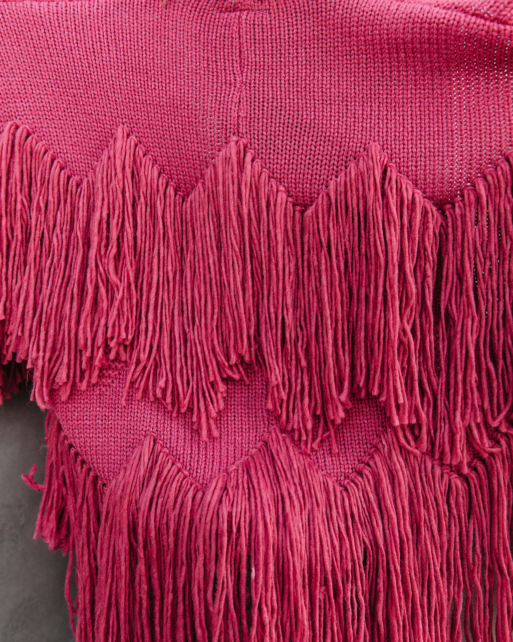 Spruce Fringe Knit Cardigan - Rose