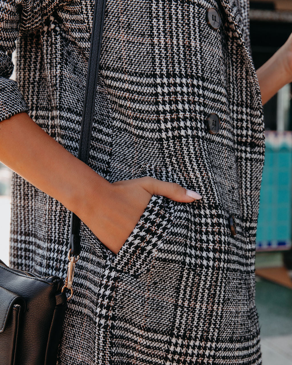 Asher Pocketed Houndstooth Coat
