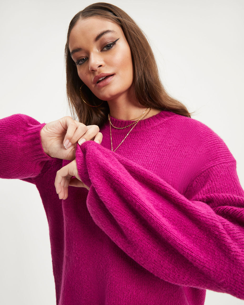 Beautiful You Knit Pullover Sweater - Berry