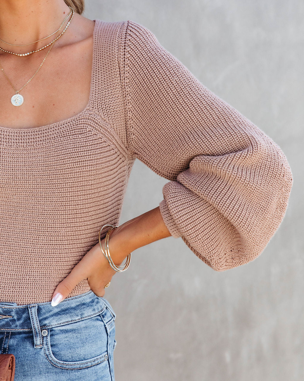 Soho Strolls Knit Pullover Sweater - Taupe