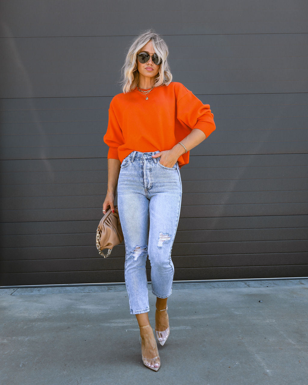 Sarna Dolman Knit Sweater - Orange - SALE